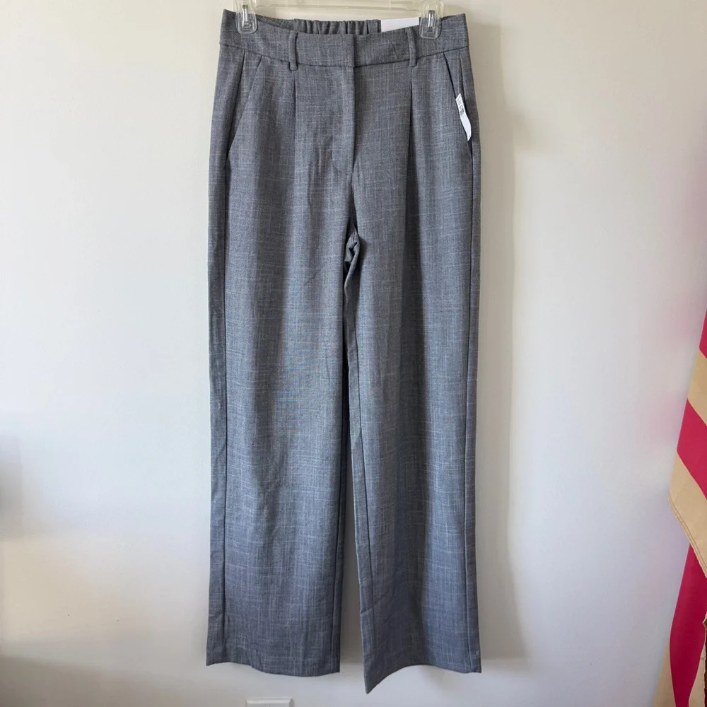 Old Navy Gray Heather Taylor Wide Leg Trousers Suit Pants Extra High Rise Small - Picture 2 of 8